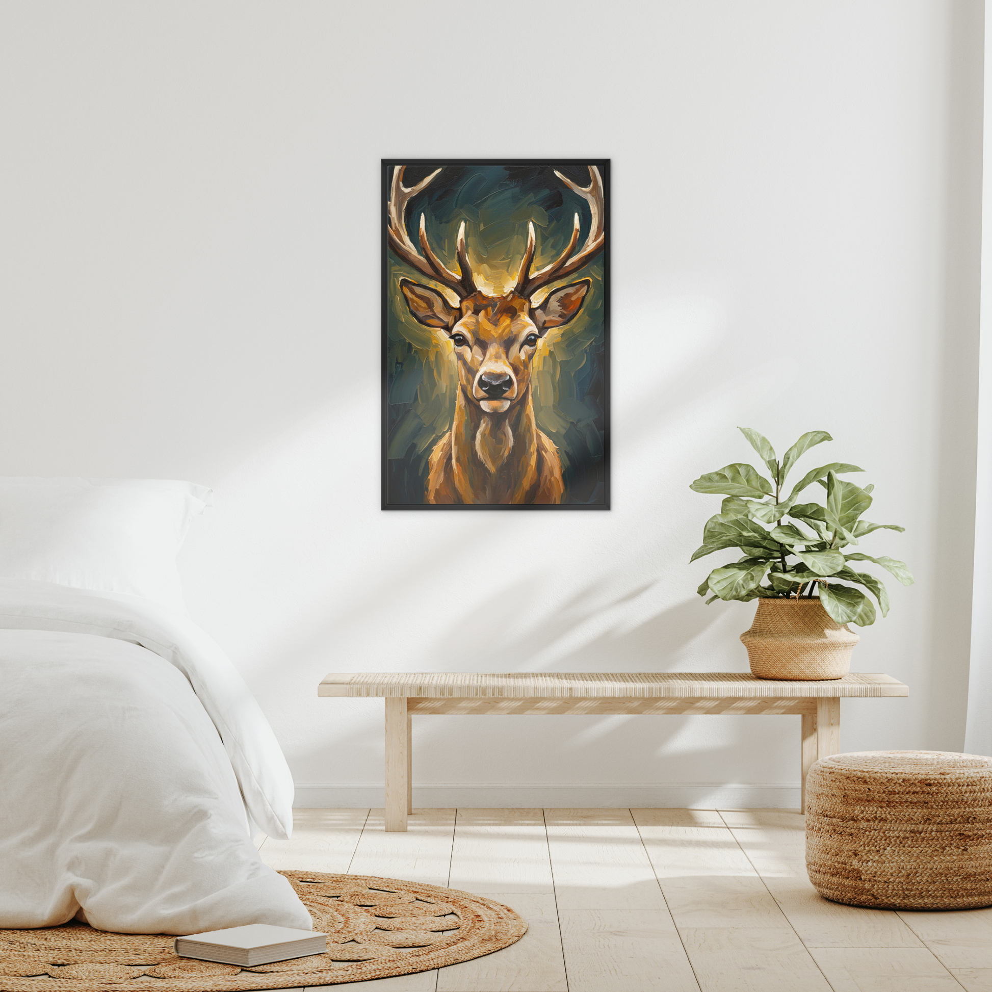 The Monarch, framed canvas in black, in an interior setting