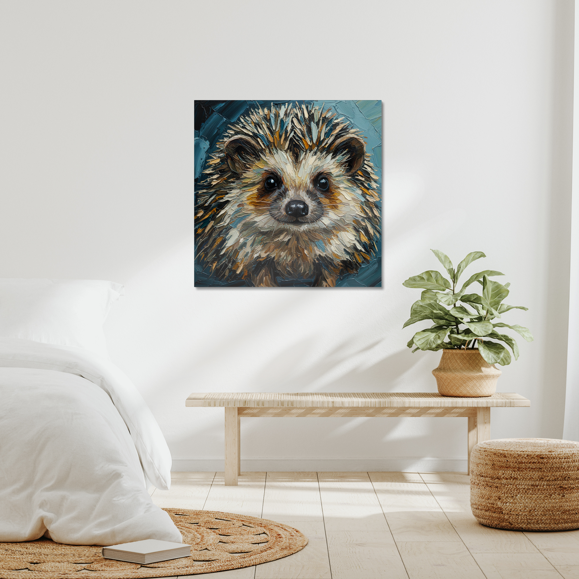 The Forager, stretched canvas in an interior setting