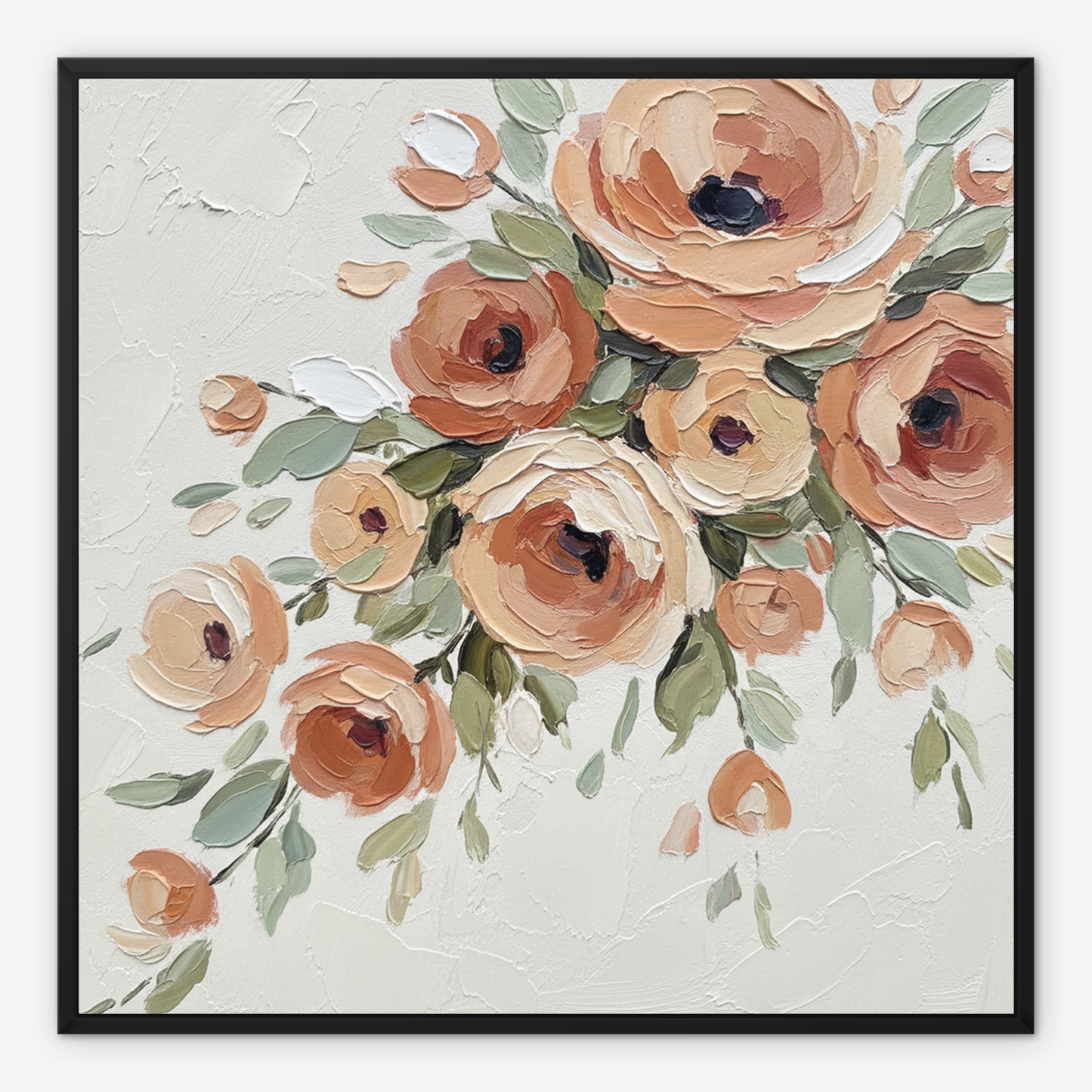 The Peach Arrangement, framed canvas in black, front view