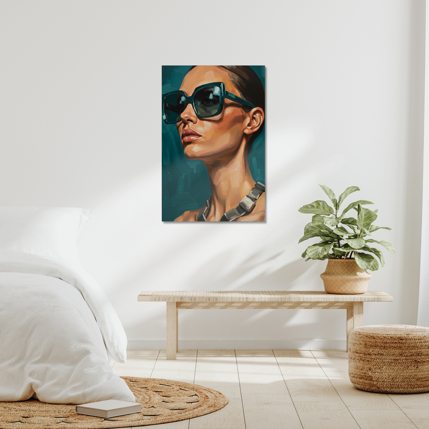 The Emerald Presence, stretched canvas in an interior setting