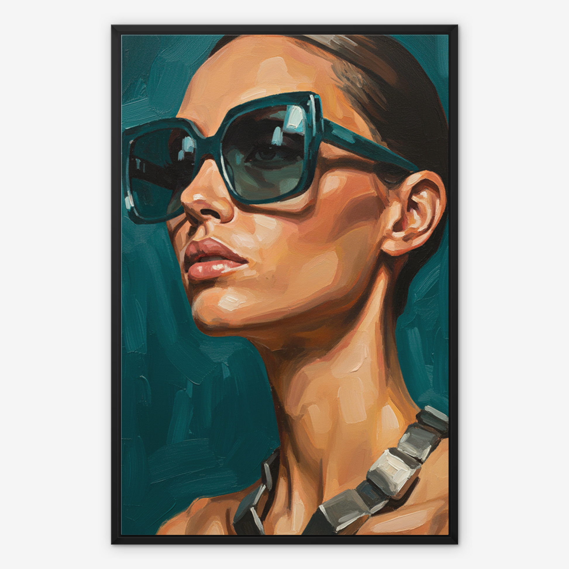 The Emerald Presence, framed canvas in black, front view
