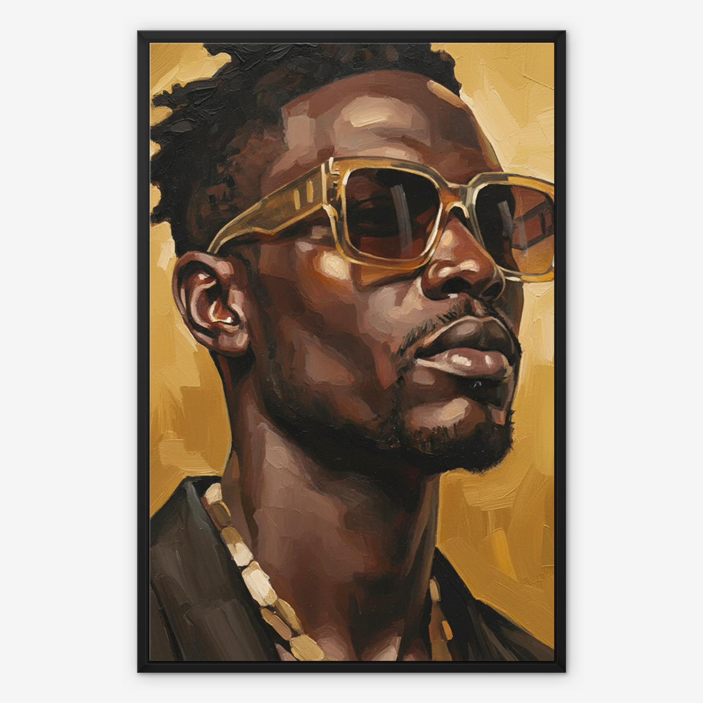 The Golden Presence, framed canvas in black, front view
